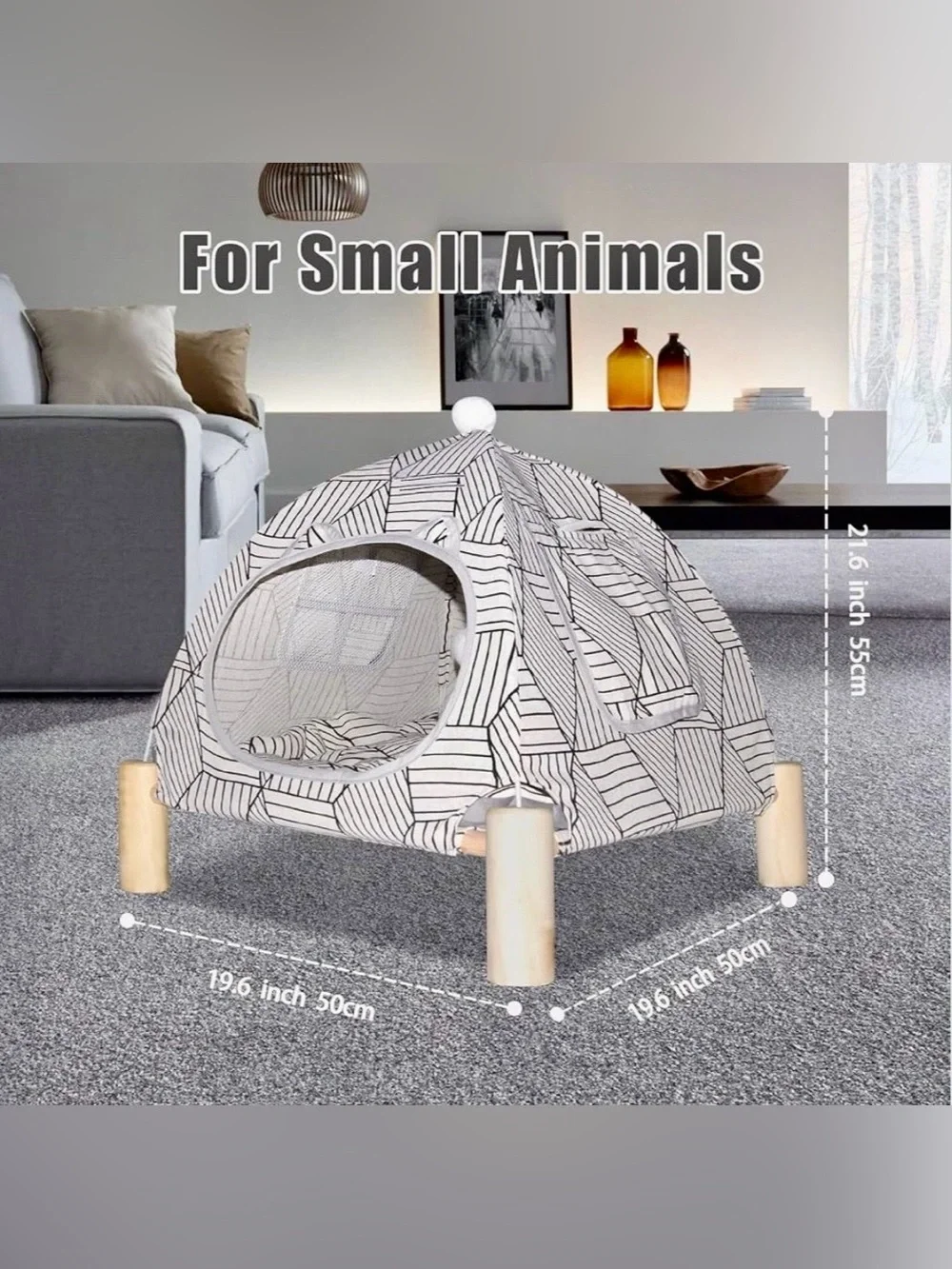 Pozico 2-in-1 Cat Bed Tent with Wooden Frame - Cat Teepee & Hammock, Portable In